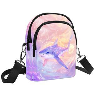 Shark Crossbody Bag Small Cell Phone Purse Casual Outdoor With >:(